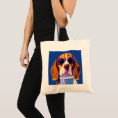 Cool Beagle-hond drinkt frisdrank Zomerstemming Tote Bag (Voorkant (product))