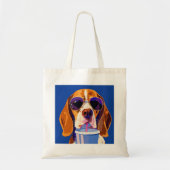 Cool Beagle-hond drinkt frisdrank Zomerstemming Tote Bag (Voorkant)