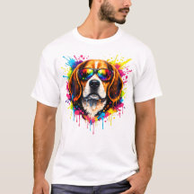 Cool Beagle Kleur Spetterende Hond T-Shirt