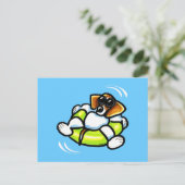 Cool Beagle Pool Float Off-Leash Art™ Briefkaart (Staand voorkant)