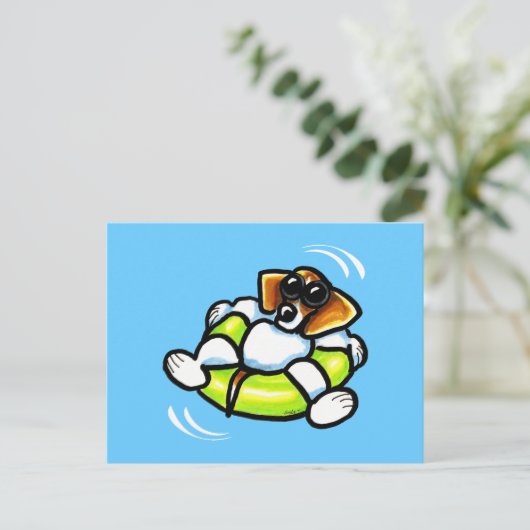 Cool Beagle Pool Float Off-Leash Art™ Briefkaart (Staand voorkant)