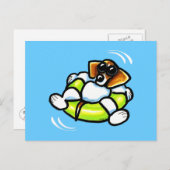 Cool Beagle Pool Float Off-Leash Art™ Briefkaart (Voorkant / Achterkant)