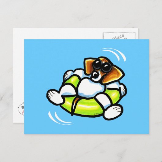 Cool Beagle Pool Float Off-Leash Art™ Briefkaart (Voorkant / Achterkant)