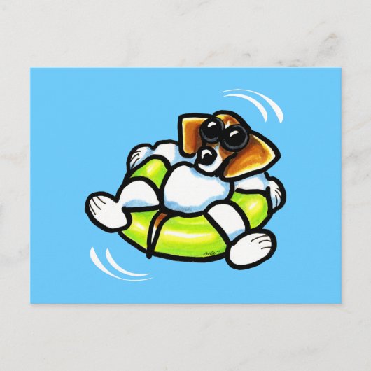 Cool Beagle Pool Float Off-Leash Art™ Briefkaart (Voorkant)