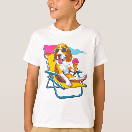 Cool Beagle Summer Vibes | Leuke Kinder T-shirt (Voorkant)