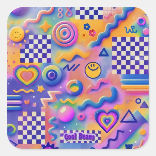 Cool Beans Pastel | Kidcore Vierkante Sticker (Voorkant)