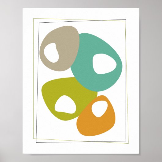 Cool Beans Turquoise Oranje Groene Middeleeuwse ee Poster (Voorkant)