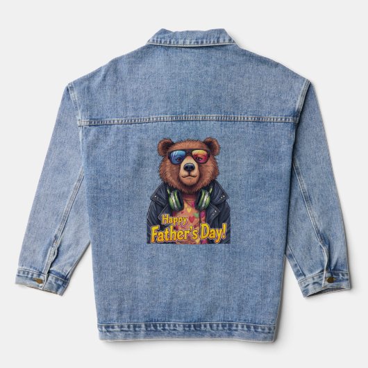 Cool Bear Dad Father’s Day Gift for Stylish Father Denim Jacket (Achterkant)