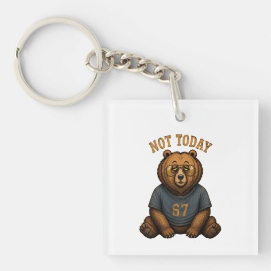 Cool Bear 'Not Today' Slogan Tote Bag - Trend 67 Sleutelhanger (voorkant)
