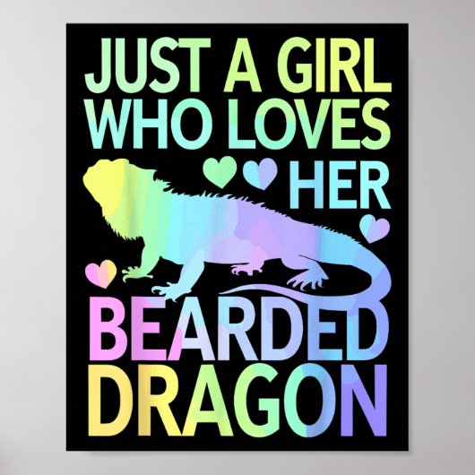 Cool Bearded Dragon Art For Women Girls Bearded Dr Poster (Voorkant)