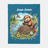 Cool beaver add name fleece deken (Voorkant)