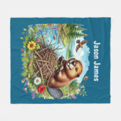 Cool beaver add name fleece deken (Voorkant (Horizontaal))