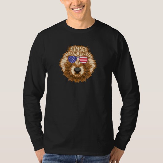 Cool Beaver die Amerikaanse vlag voert zonnebrille T-shirt (Voorkant)