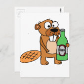Cool Beaver Drink Cartoon bier Briefkaart (Voorkant / Achterkant)
