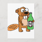 Cool Beaver Drink Cartoon bier Briefkaart (Voorkant)