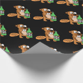 Cool Beaver Drink Cartoon bier Cadeaupapier (Hoek)