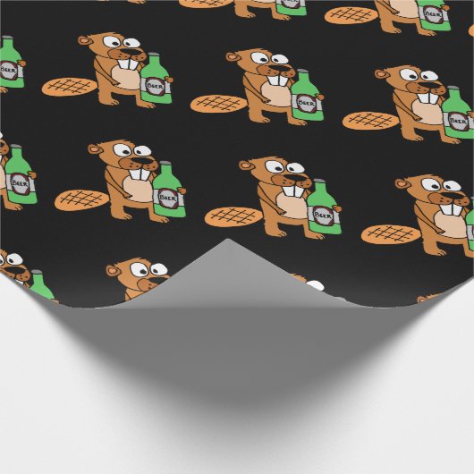 Cool Beaver Drink Cartoon bier Cadeaupapier (Hoek)
