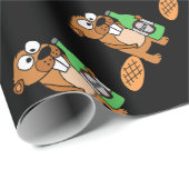 Cool Beaver Drink Cartoon bier Cadeaupapier (Rol Hoek)
