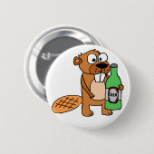 Cool Beaver Drink Cartoon bier Ronde Button 5,7 Cm (Voorkant /achterkant)