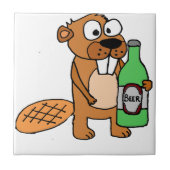 Cool Beaver Drink Cartoon bier Tegeltje (Voorkant)