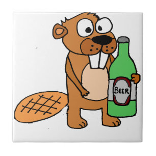 Cool Beaver Drink Cartoon bier Tegeltje