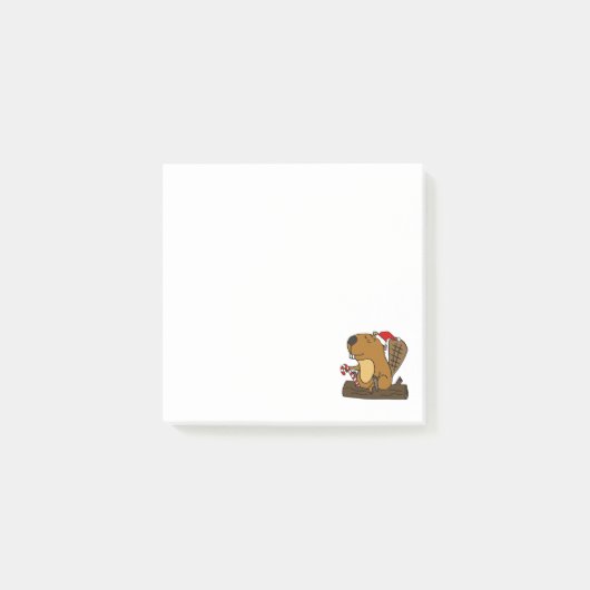 Cool Beaver in Santa hat Christmas Cartoon Post-it® Notes (Voorkant)