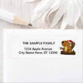 Cool Beaver in Santa hat kerstCartoon Etiket (Insitu)