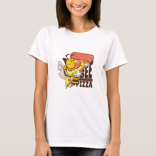 Cool bee houdt van Pizza Puns T-shirt (Voorkant)