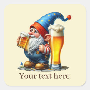 Cool Beer Gnoom Tekst toevoegen Vierkante Sticker