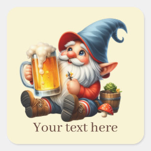 Cool Beer Gnoom Tekst toevoegen Vierkante Sticker