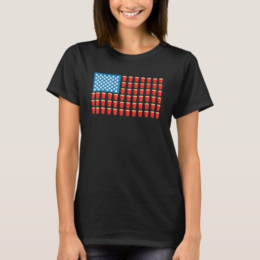 Cool Beer Pong American Flag Beer Pong T-shirt (Voorkant)