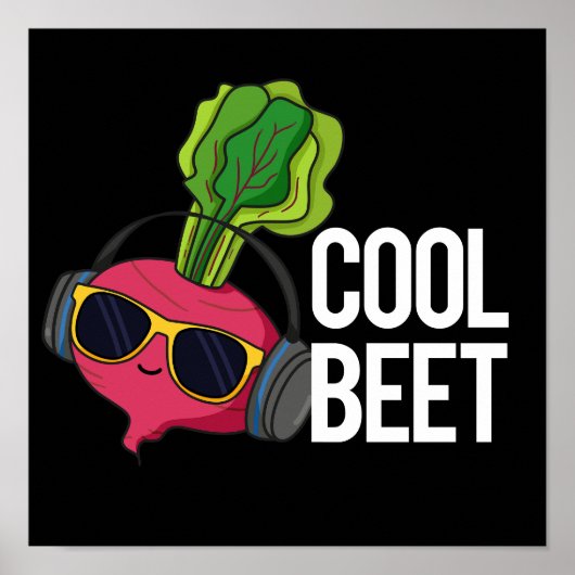 Cool Beet Grappig Veggie Pun Dark BG Poster (Voorkant)