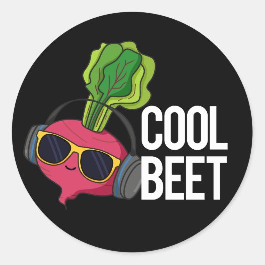 Cool Beet Grappig Veggie Pun Dark BG Ronde Sticker (Voorkant)