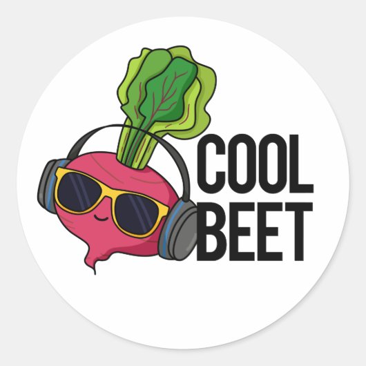 Cool Beet Grappige Veggie Pun Ronde Sticker (Voorkant)