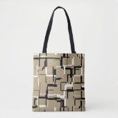 COOL Beige Black White Patroon Tote Bag (Voorkant)