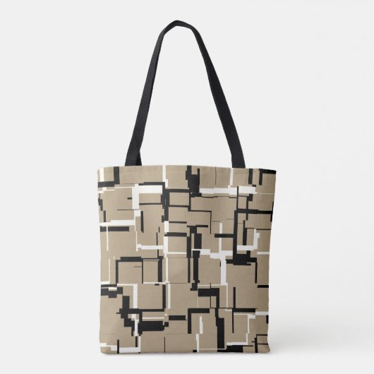 COOL Beige Black White Patroon Tote Bag (Achterkant)