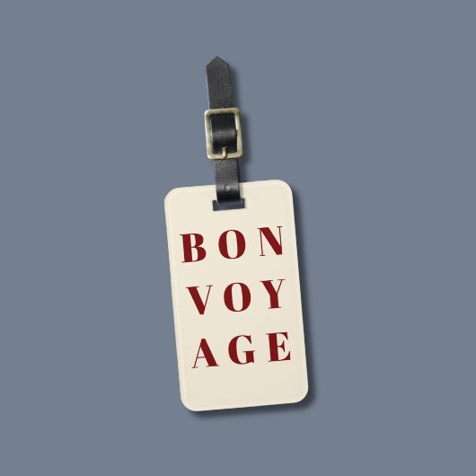 Cool Beige Deep Red Bold Bon Voyage Bagagelabel
