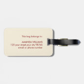 Cool Beige Deep Red Bold Bon Voyage Bagagelabel (Achterkant horizontaal)