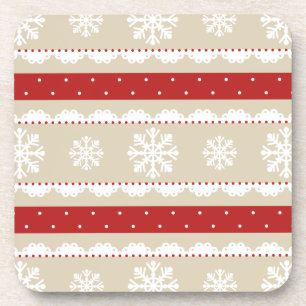 Cool Beige Red White-kerstpatroon Onderzetter