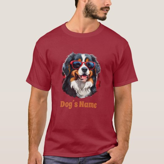 Cool Berner Mountain Dog met Zonnebril T-shirt (Voorkant)