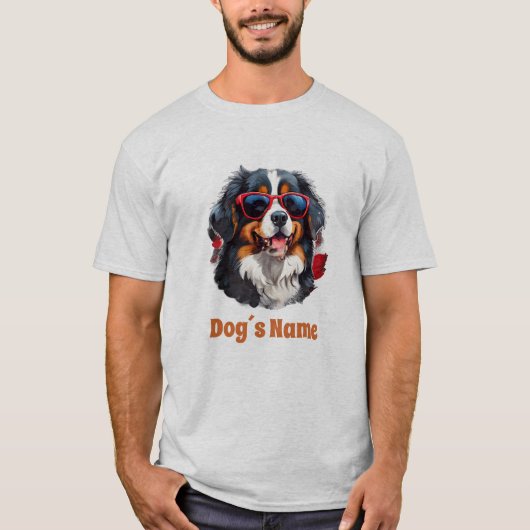 Cool Berner Mountain Dog met Zonnebril T-shirt (Voorkant)