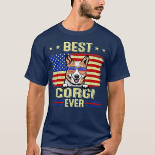 Cool Best Corgi Ever USA, vlag op 4 juli T-shirt