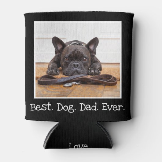 Cool Best Dog Dad ever Photo Personated Black Blikjeskoeler (Voorkant)