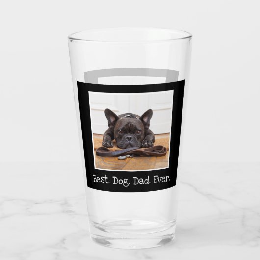 Cool Best Dog Dad ever Photo Personated Black Glas (Achterkant)