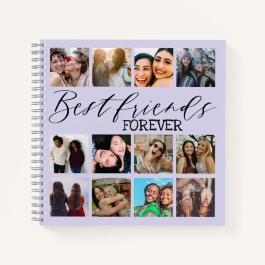 Cool Best Friends Paars Photo Collage Notitieboek (Voorkant)