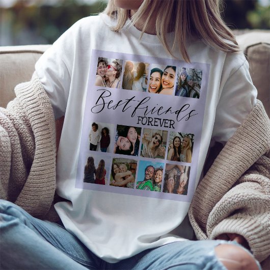 Cool Best Friends Paars Photo Collage T-shirt