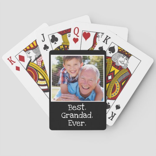 Cool Best Grandad Ever Photo Persoonlijk zwart Pokerkaarten (Achterkant)