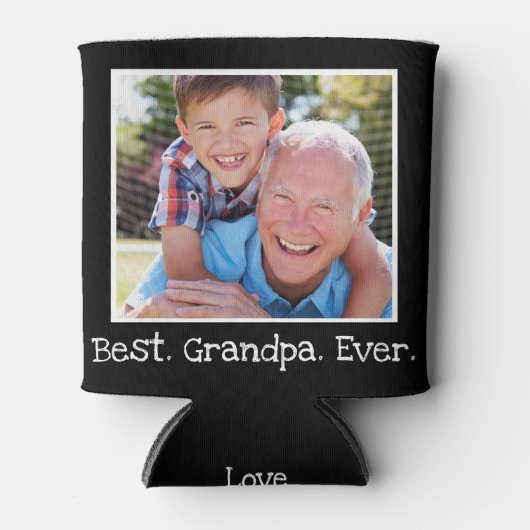 Cool Best Grandpa Ever Photo Persoonlijk zwart Blikjeskoeler (Voorkant)
