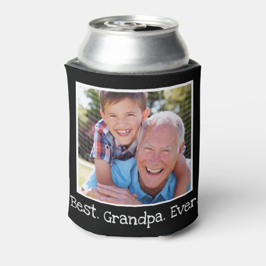 Cool Best Grandpa Ever Photo Persoonlijk zwart Blikjeskoeler (Blikje Achterkant)
