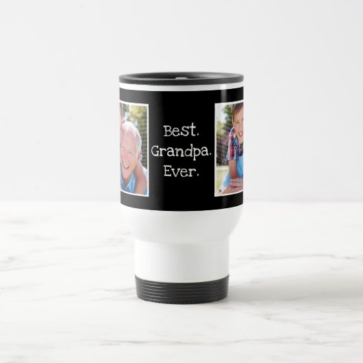 Cool Best Grandpa Ever Photo Persoonlijk zwart Reisbeker (Center)